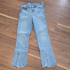 American Eagle Outfitters Light Wash Flare Jeans with Front Slits